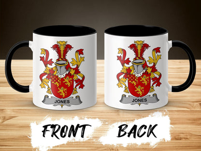 11oz / Black Jones Family Crest Coat of Arms Mug