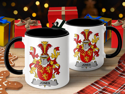 11oz / Black Jones Family Crest Coat of Arms Mug