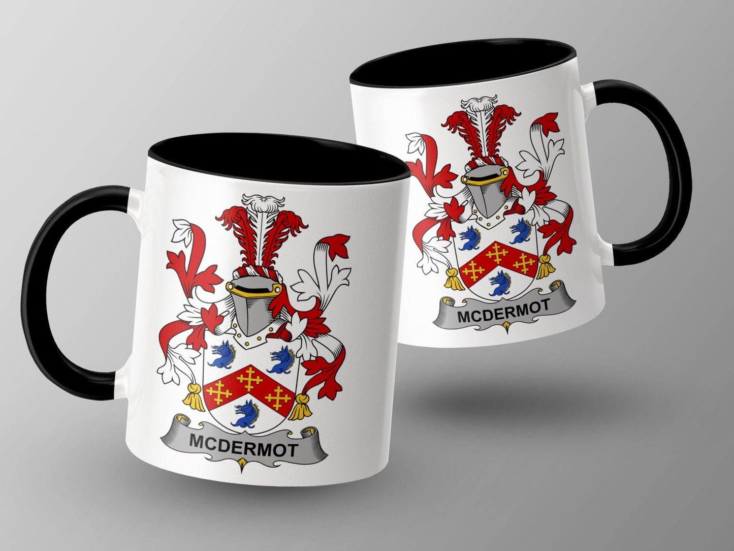 11oz / Black McDermot Family Crest Irish Coat of Arms Mug