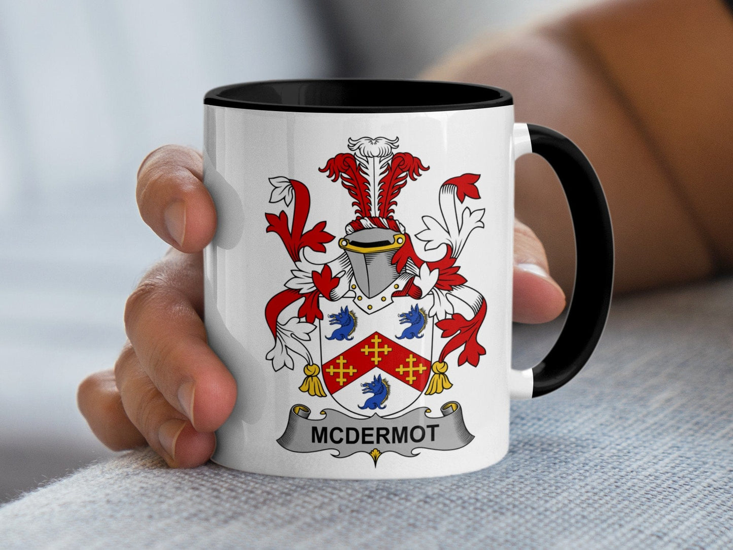 11oz / Black McDermot Family Crest Irish Coat of Arms Mug