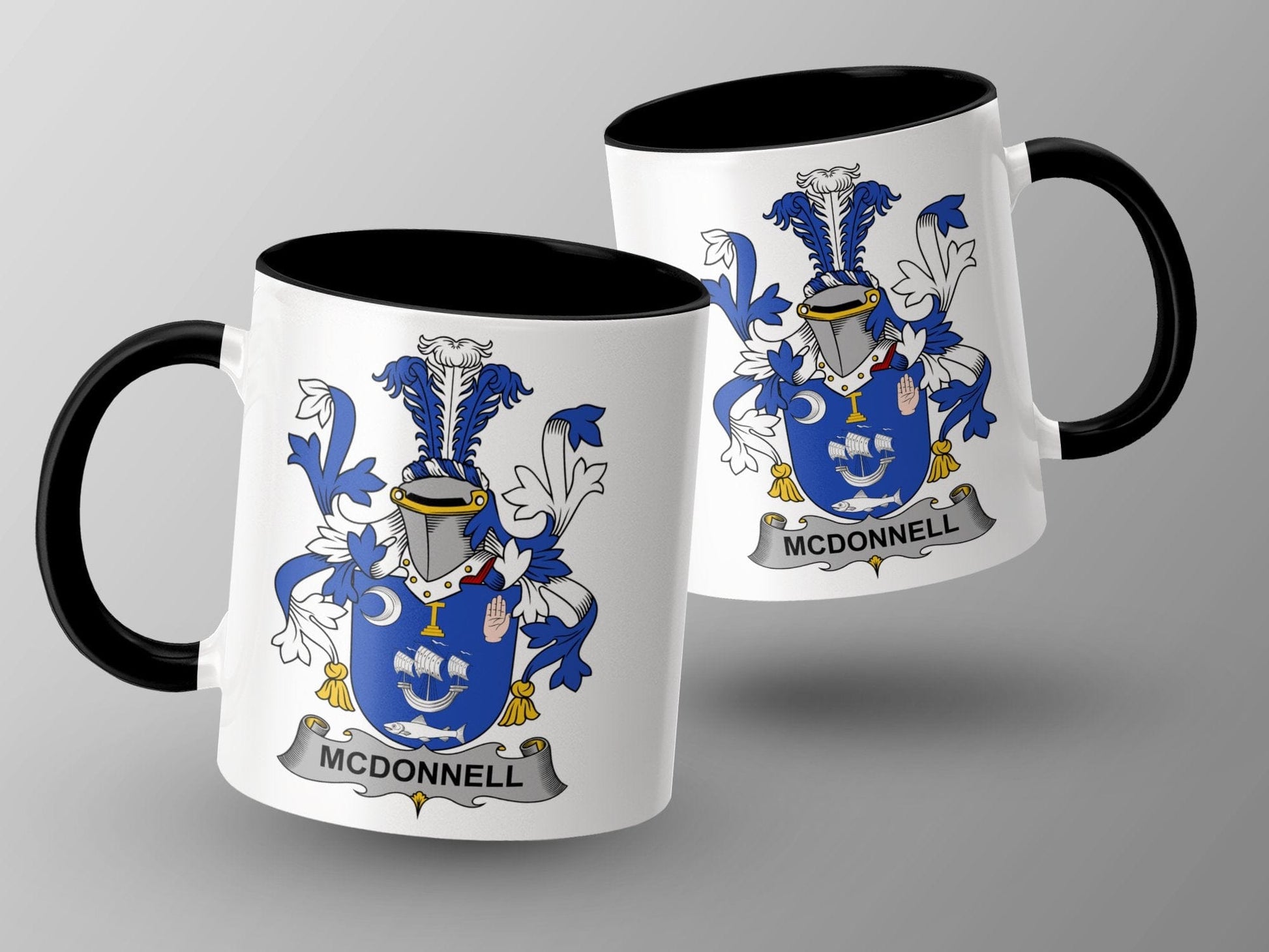 11oz / Black McDonnell Surname Traditional Irish Crest Mug