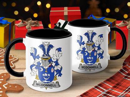 11oz / Black McDonnell Surname Traditional Irish Crest Mug