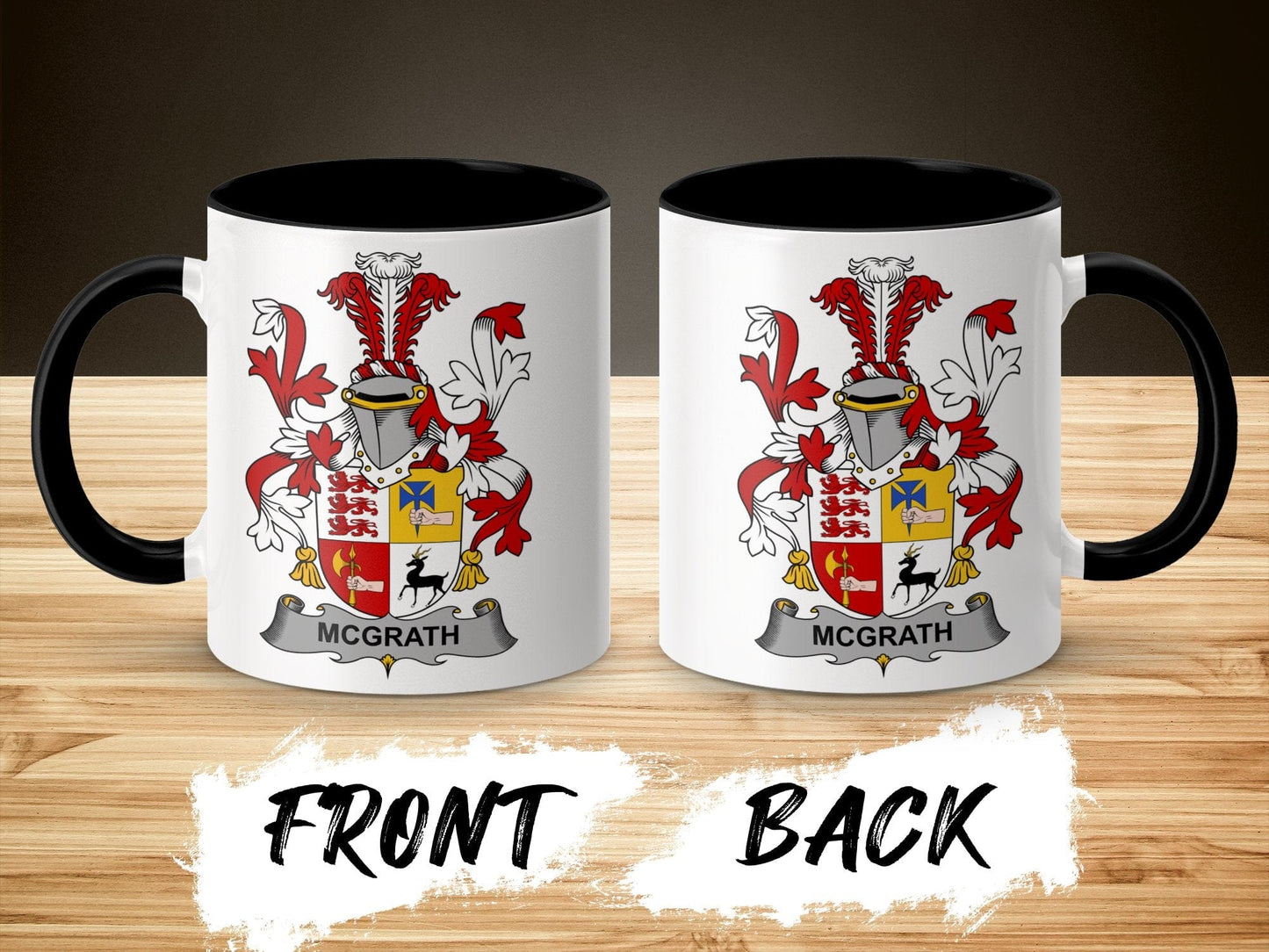 11oz / Black McGrath Family Surname Coat of Arms Mug