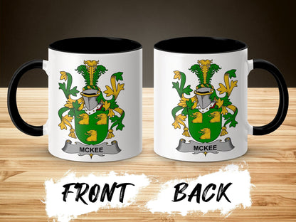 11oz / Black McKee Family Crest with Bears Coat of Arms Mug