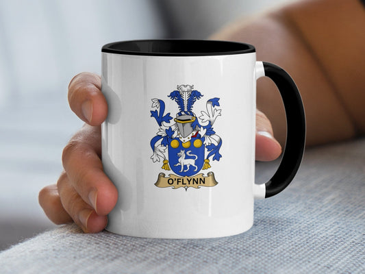 11oz / Black O'Flynn Coat of Arms Family Name Crest Mug