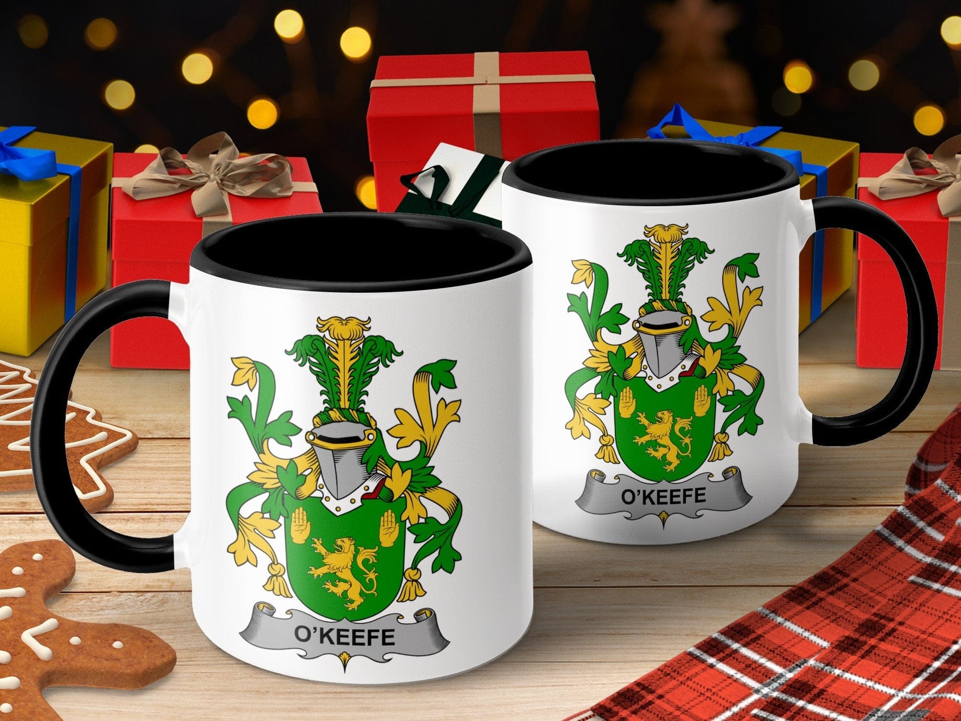 11oz / Black O'Keeffe Family Crest with Coat of Arms Mug