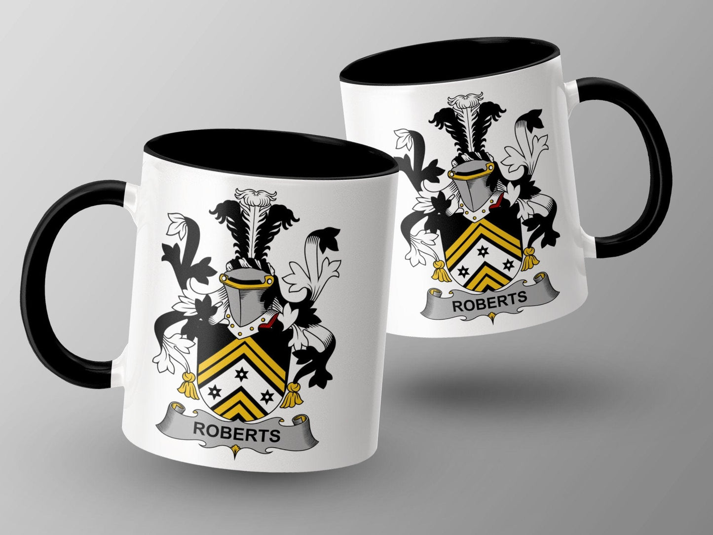 11oz / Black Roberts Family Crest Heraldic Design Mug