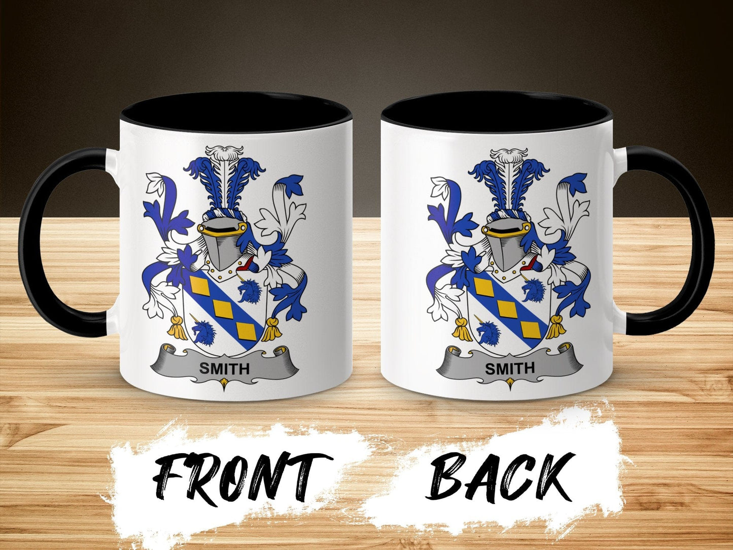 11oz / Black Smith Family Crest Heraldic Design Mug