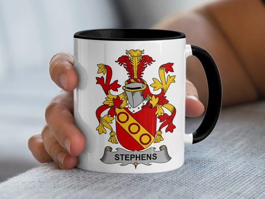 11oz / Black Stephens Family Crest Decorative Coffee Tea Mug