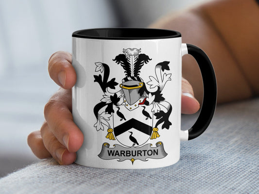 11oz / Black Warburton Family Crest Irish Surname Mug