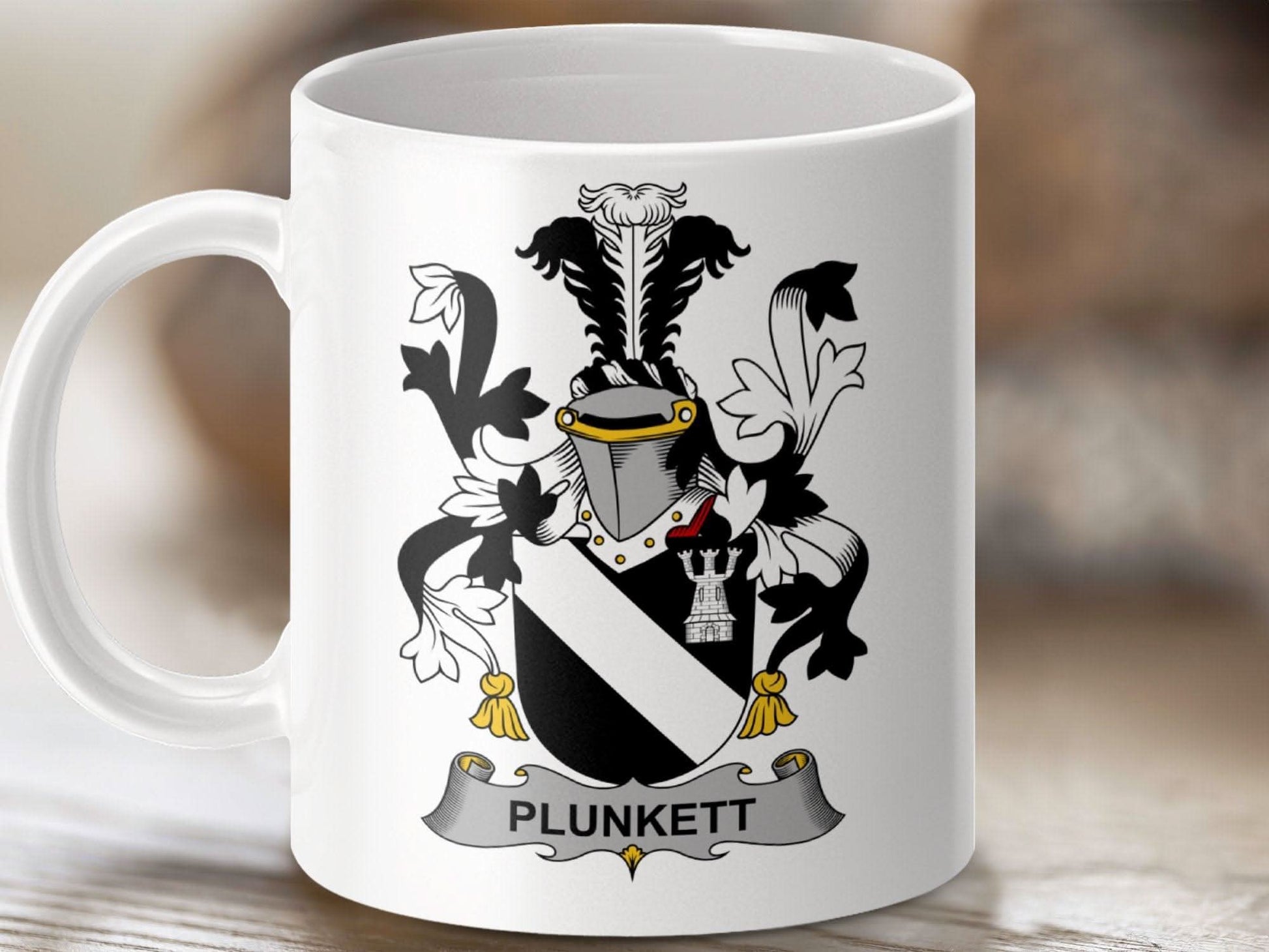 Plunkett Family Irish Heraldic Crest Mug - Celtic Ancestry Gifts