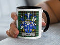 Paul Irish family crest black accent mug on Irish National Tartan