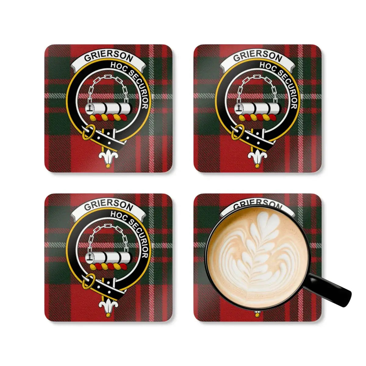 Grierson Family Crest Tartan Coasters Set of 4 product type