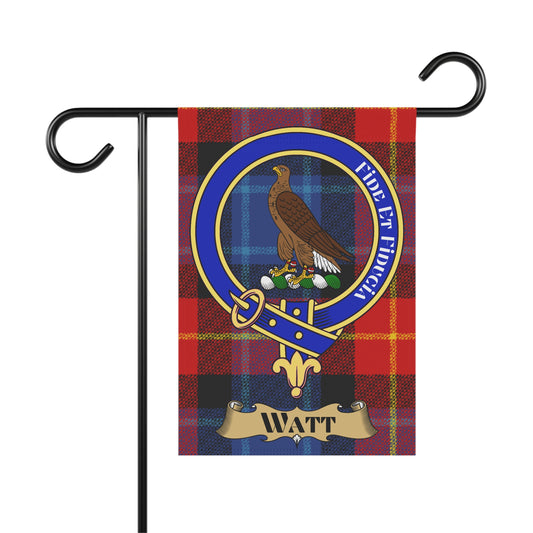 Watt Clan Scottish Tartan Crest Garden Flag