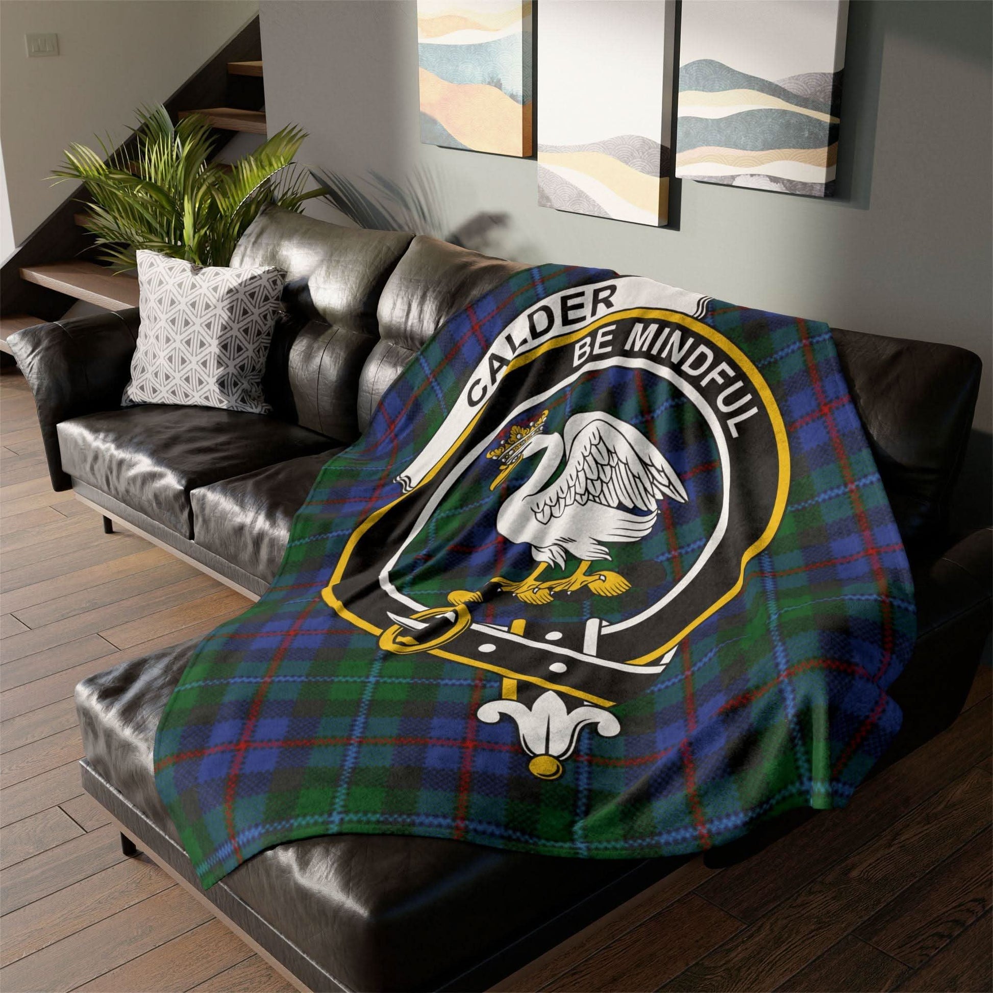Calder Clan Crest Scottish Tartan Blanket - Celtic Ancestry Gifts