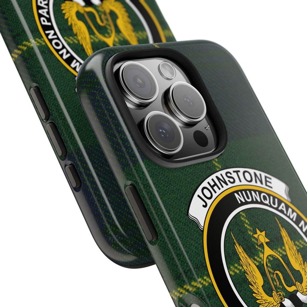 Johnstone Clan Crest Tartan Background Cell Phone Case - Celtic Ancestry Gifts