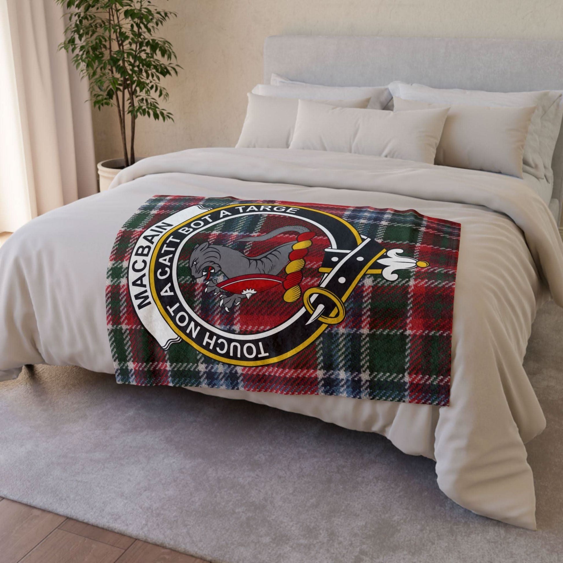 MacBainClan Tartan Blanket – Scottish Crest Throw, Soft & Cozy - Celtic Ancestry Gifts