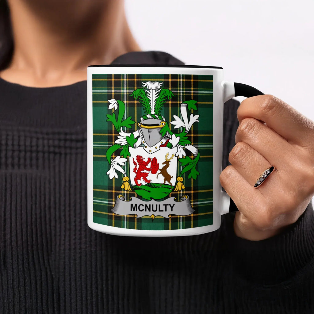 McNulty Irish heritage mug with black handle and interior