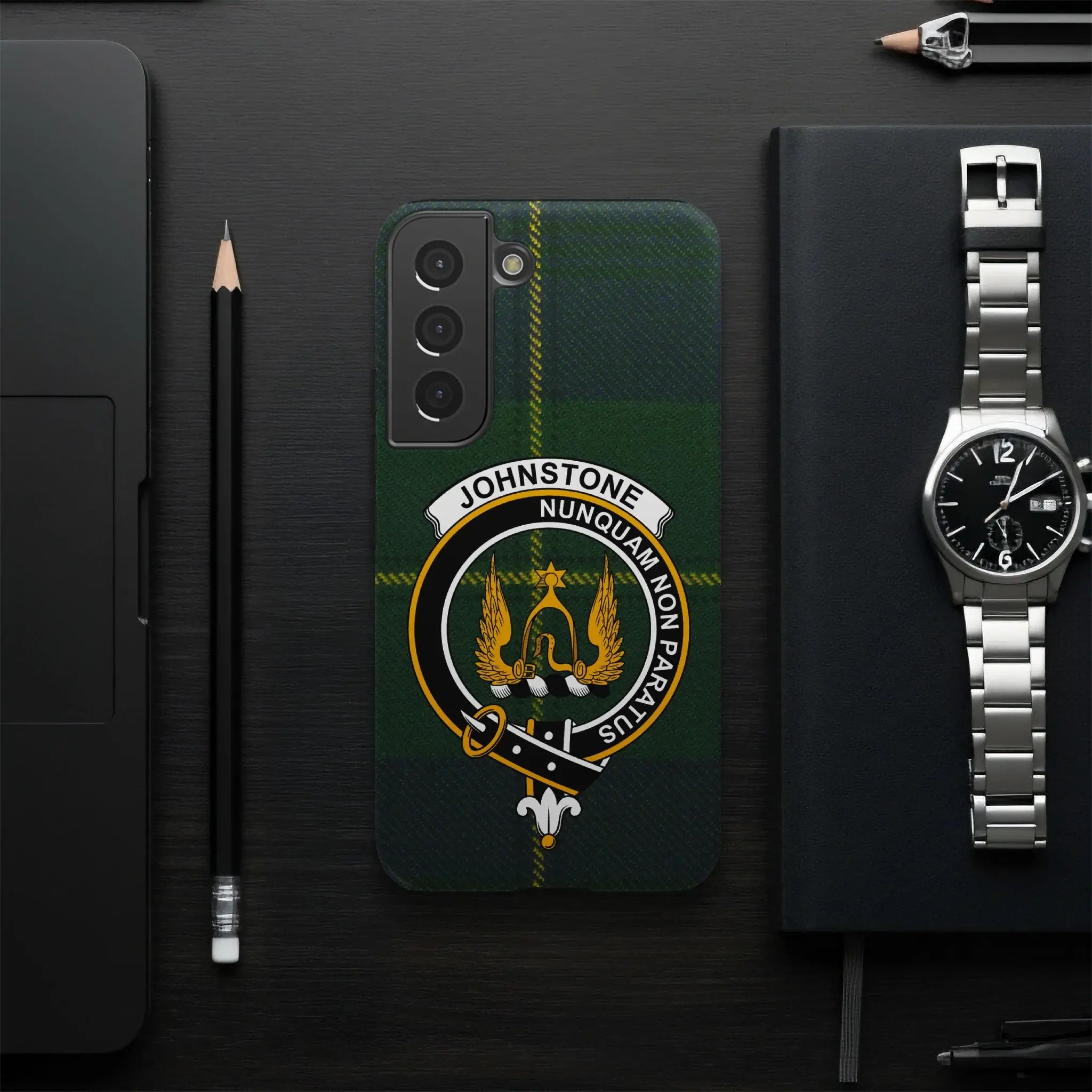 Johnstone Nunquam Non Paratus custom phone case — slim profile, precise port cutouts