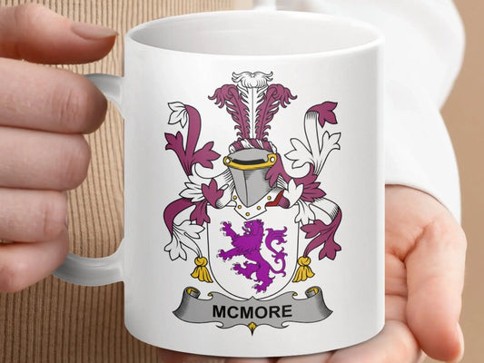 McMore Irish Surname Coat of Arms Family Crest Mug - Celtic Ancestry Gifts