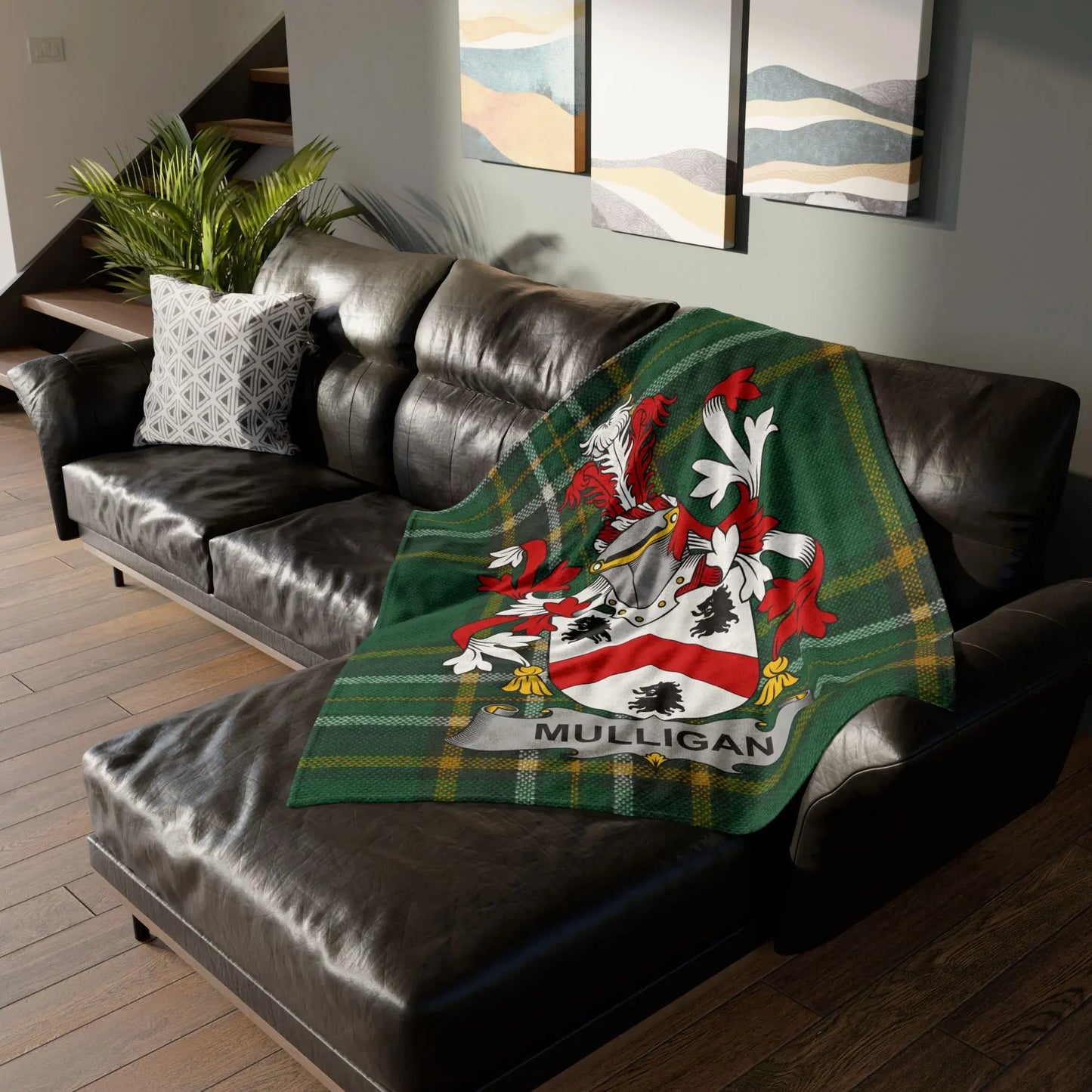 Mulligan Surname Coat Of Arms Irish Tartan Blanket