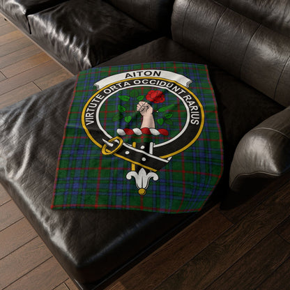 Aiton Clan Crest Tartan Scottish Throw Blanket