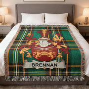 Brennan Irish Woven Blanket | Ó Braonáin Family Crest Throw