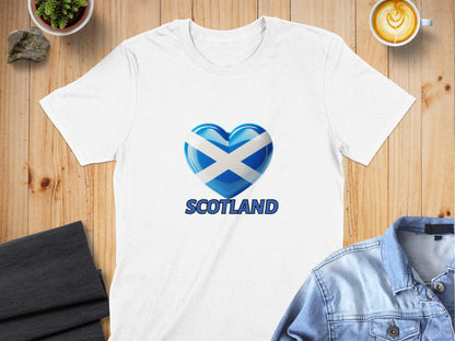 Scotland Flag Heart Design Printed T-Shirt - Living Stone Gifts