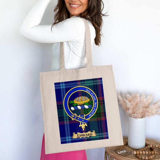 Clan Edward Scottish Crest Tartan Tote Bag - Living Stone Gifts