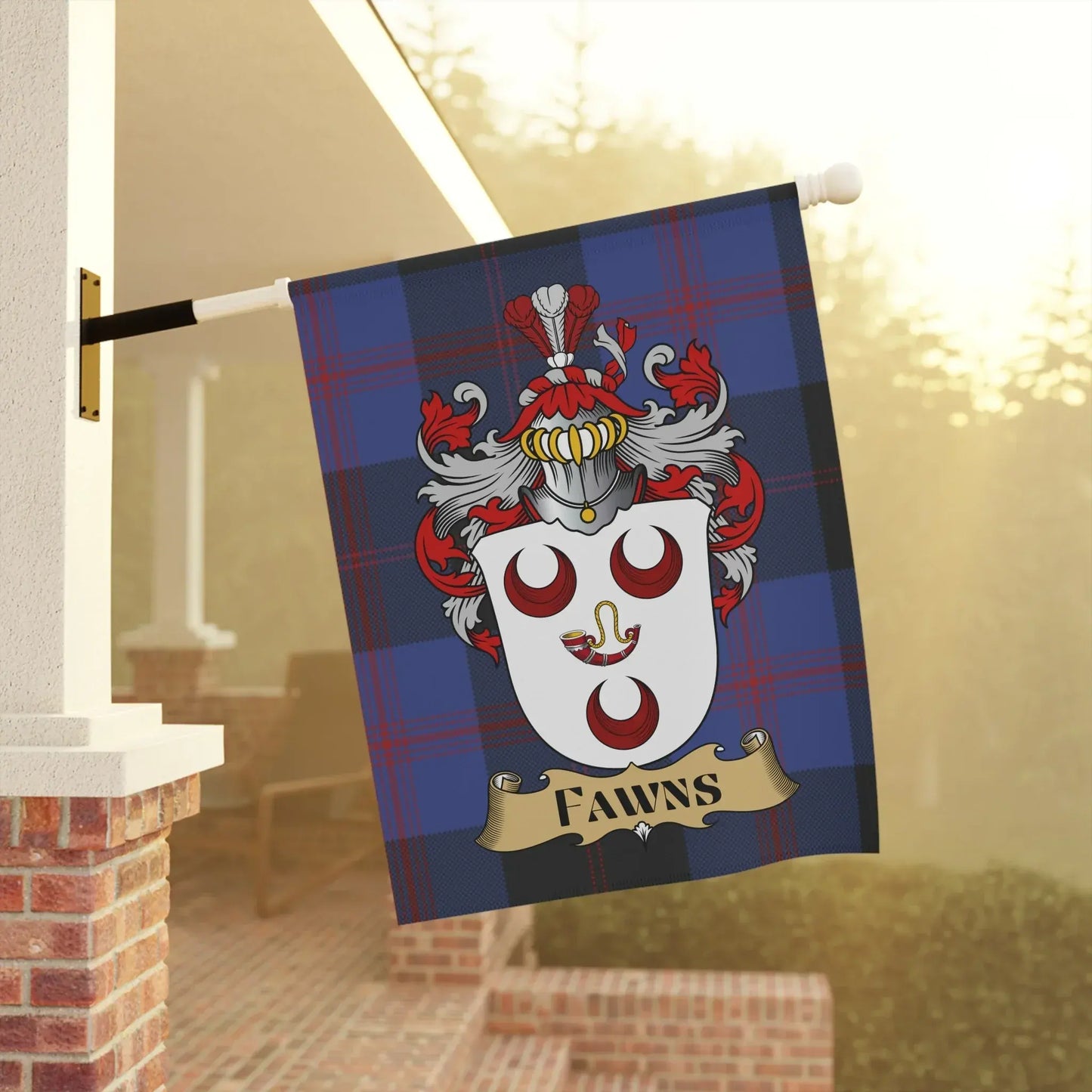 Fawns Coat Of Arms Scottish Tartan Garden Flag