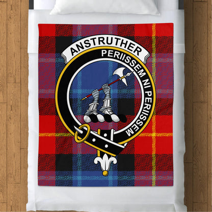 Scottish Clan Anstruther Crest Tartan Throw Blanket - Living Stone Gifts