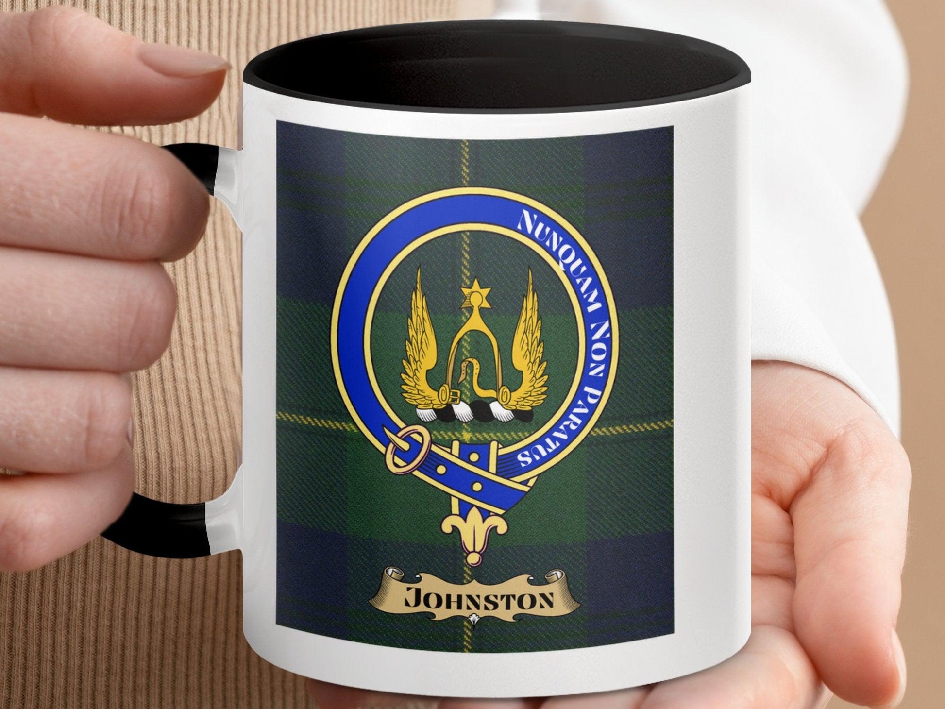 Traditional Clan Johnston Tartan Plaid Crest Mug - Living Stone Gifts