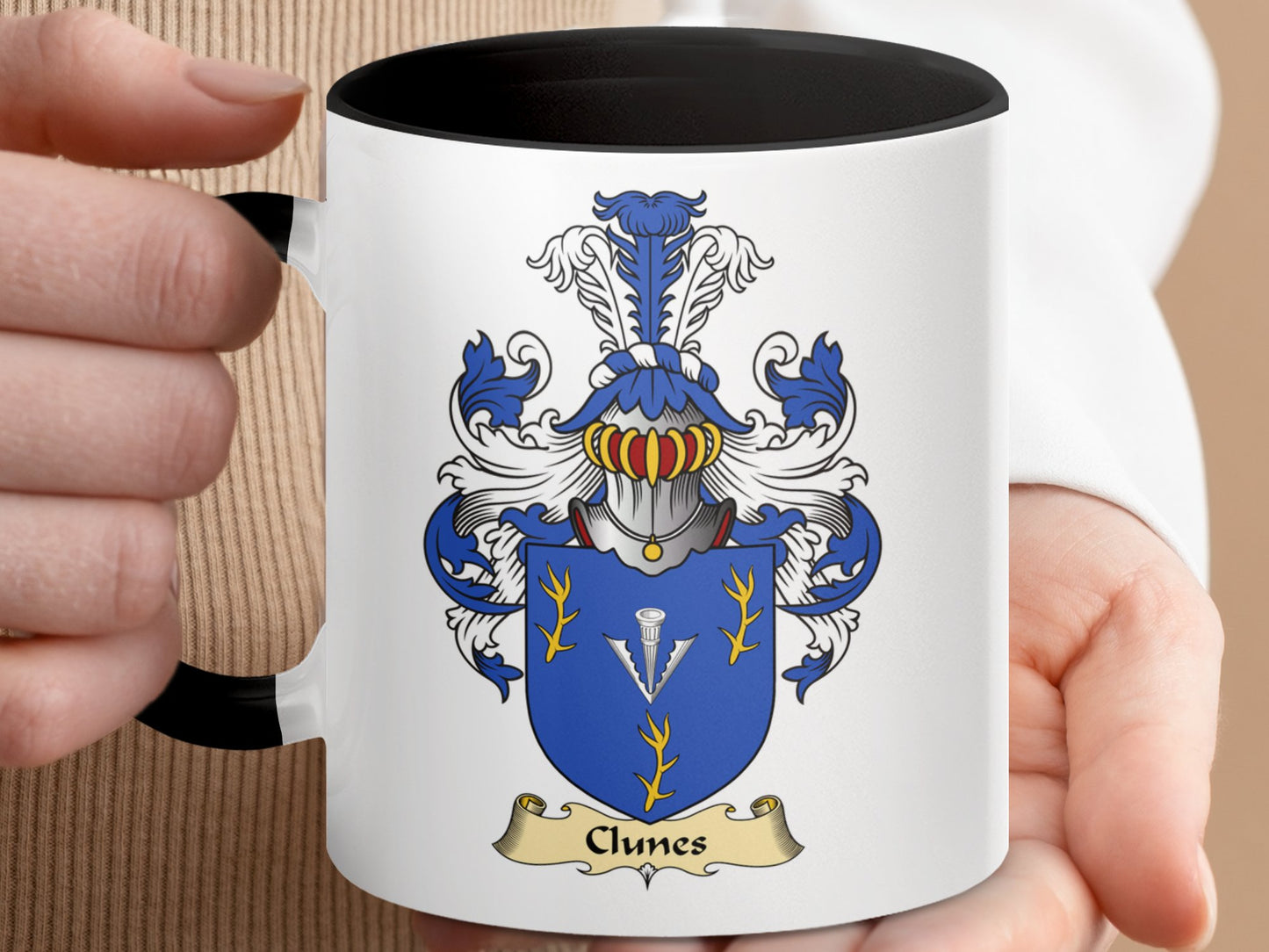 Clan Clunes Scottish Coat of Arms Accent Coffee Mug - Living Stone Gifts