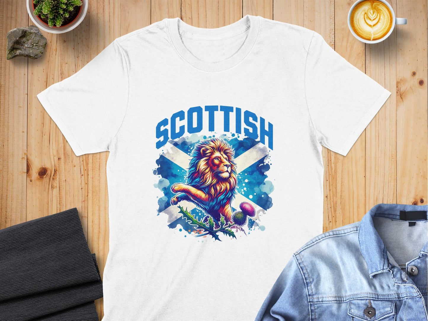 Vibrant Scottish Lion with Flag Design T-Shirt - Living Stone Gifts