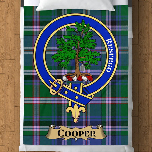 Scottish Clan Cooper Crest Tartan Throw Blanket - Living Stone Gifts