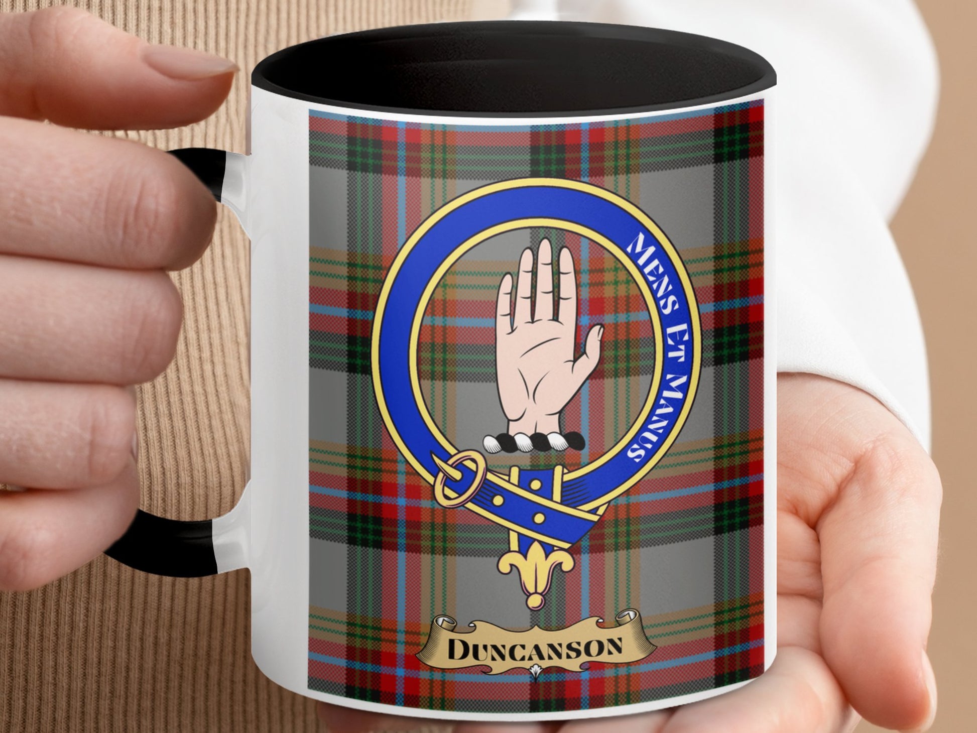 Clan Duncanson Scottish Tartan Crest Design Mug - Living Stone Gifts