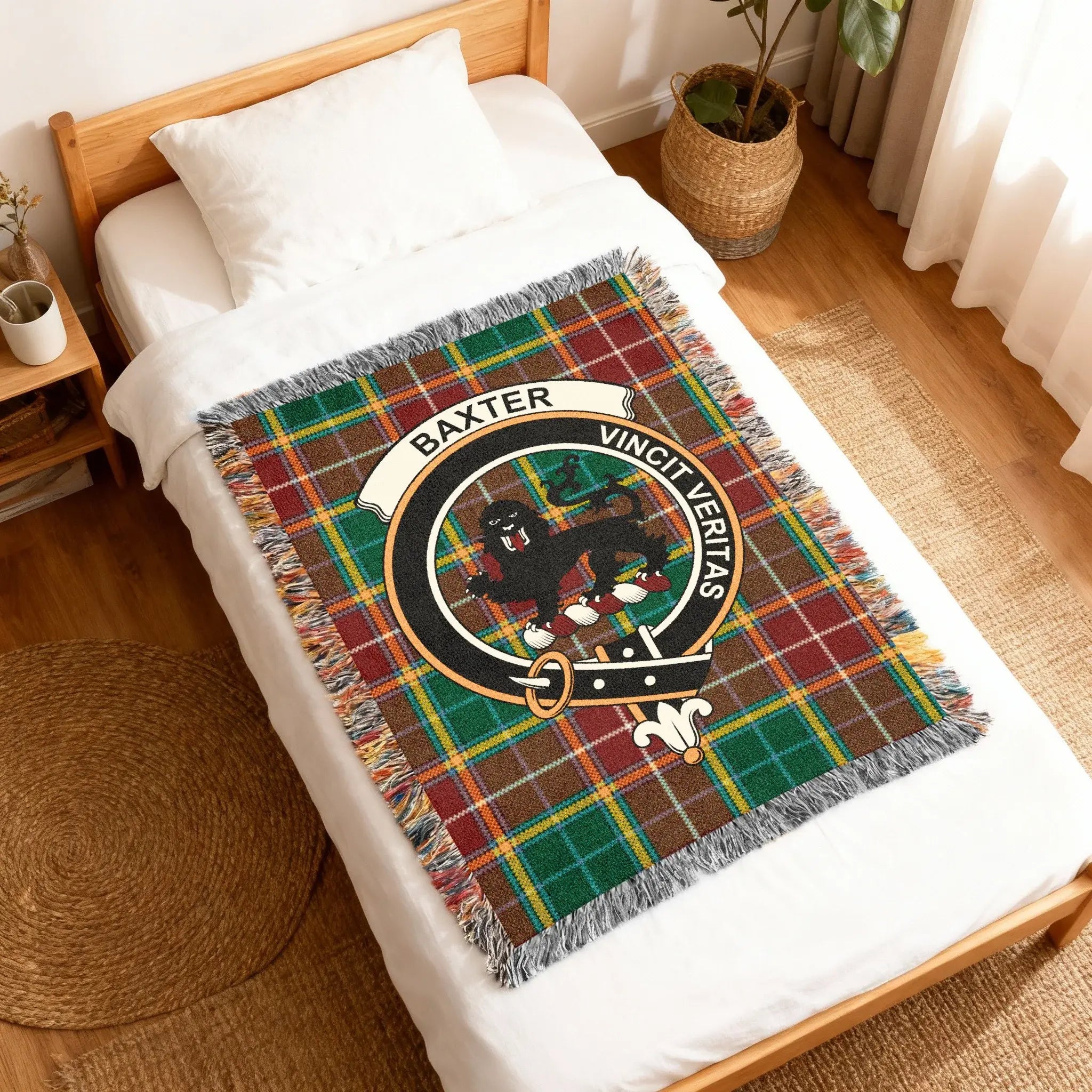 Baxter Vincit Veritas Plaid Blanket Decorative Coverlet