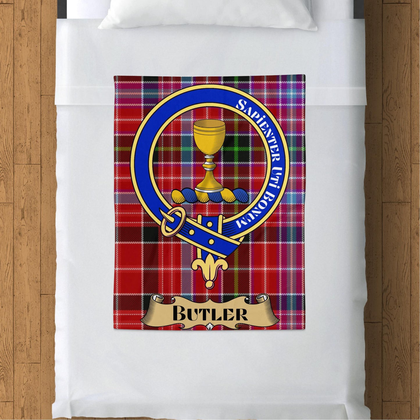 Butler Clan Crest Scottish Tartan Throw Blanket - Living Stone Gifts