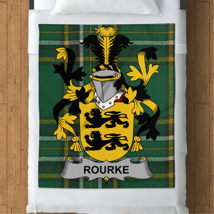 Rourke Surname Irish Tartan Throw Blanket - Living Stone Gifts