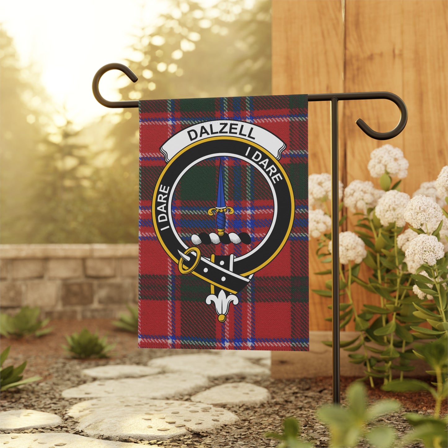 Dalzell Clan Scottish Tartan Crest Garden Flag