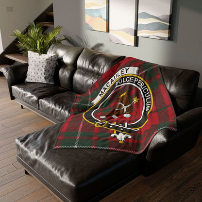 MacAuley Clan Tartan Blanket – Scottish Crest Throw, Soft & Cozy - Celtic Ancestry Gifts