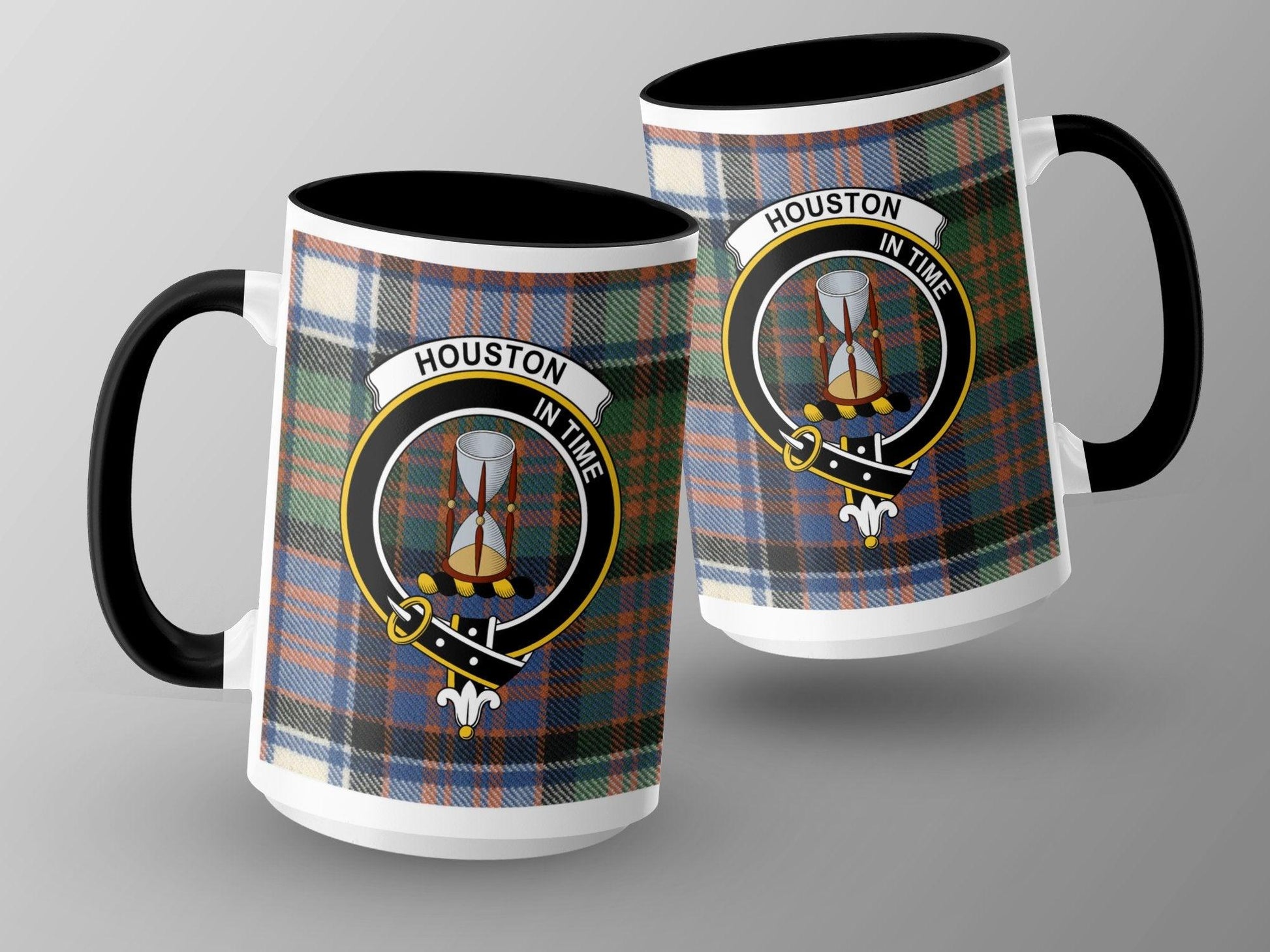 Houston In Time Crest Plaid Tartan Clan Scottish Mug - Living Stone Gifts