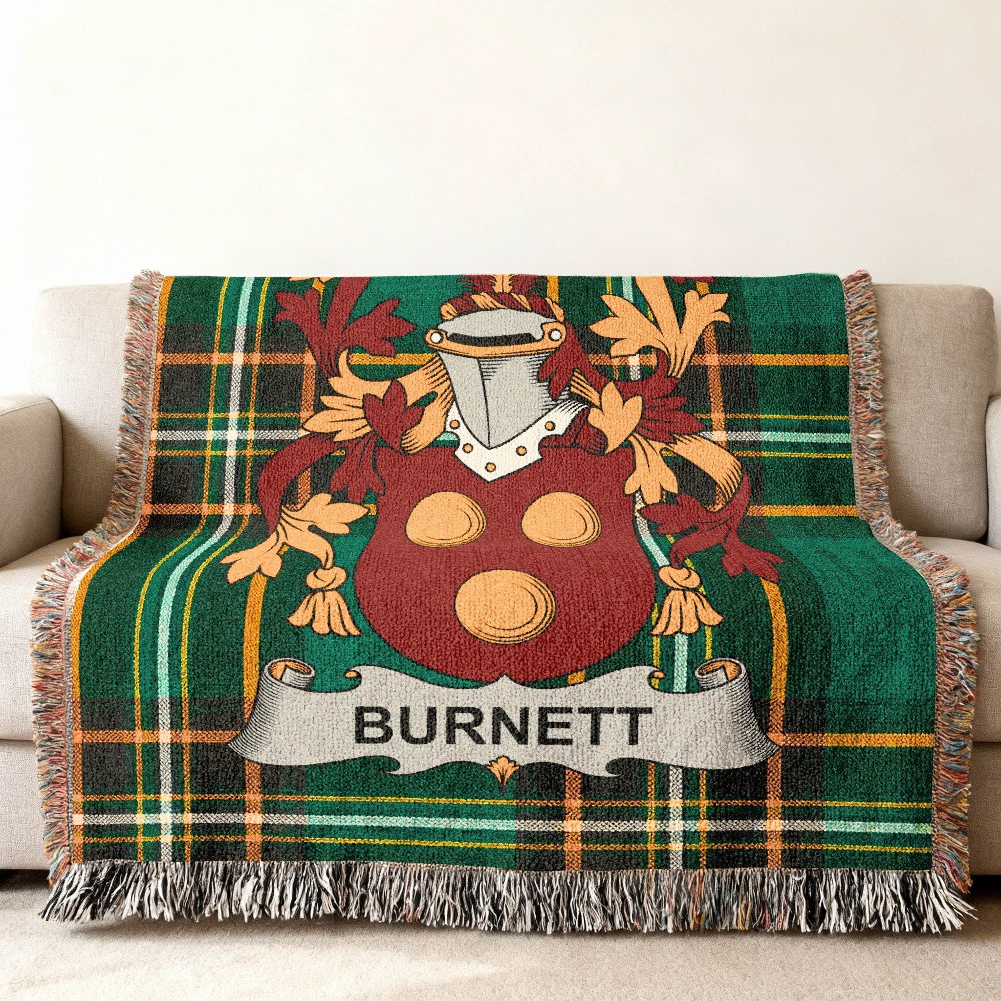 Burnett Crest Green Tartan Plaid Blanket product type