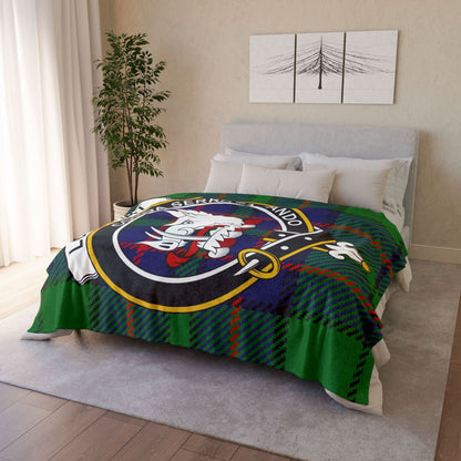 Lockhart Clan Tartan Blanket – Scottish Crest Throw, Soft & Cozy - Celtic Ancestry Gifts