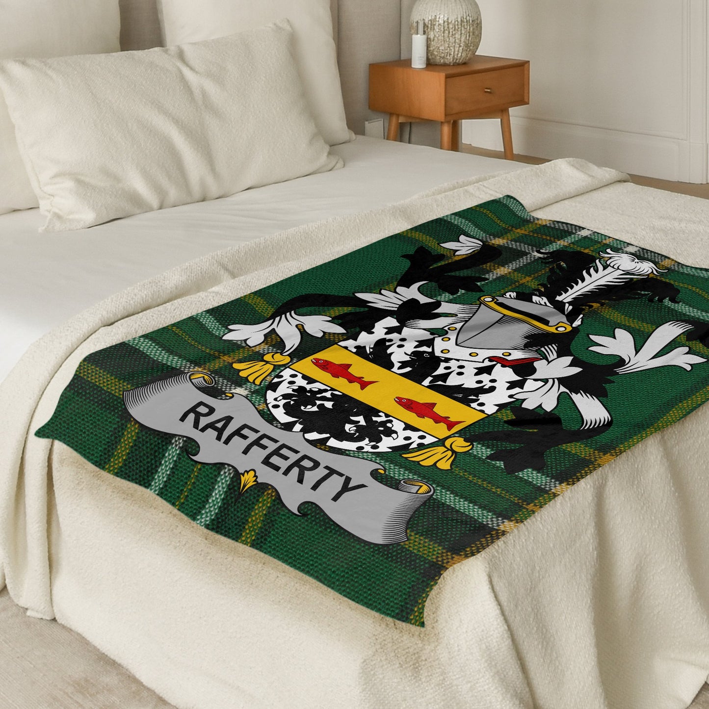 Rafferty Surname Irish Tartan Throw Blanket - Living Stone Gifts