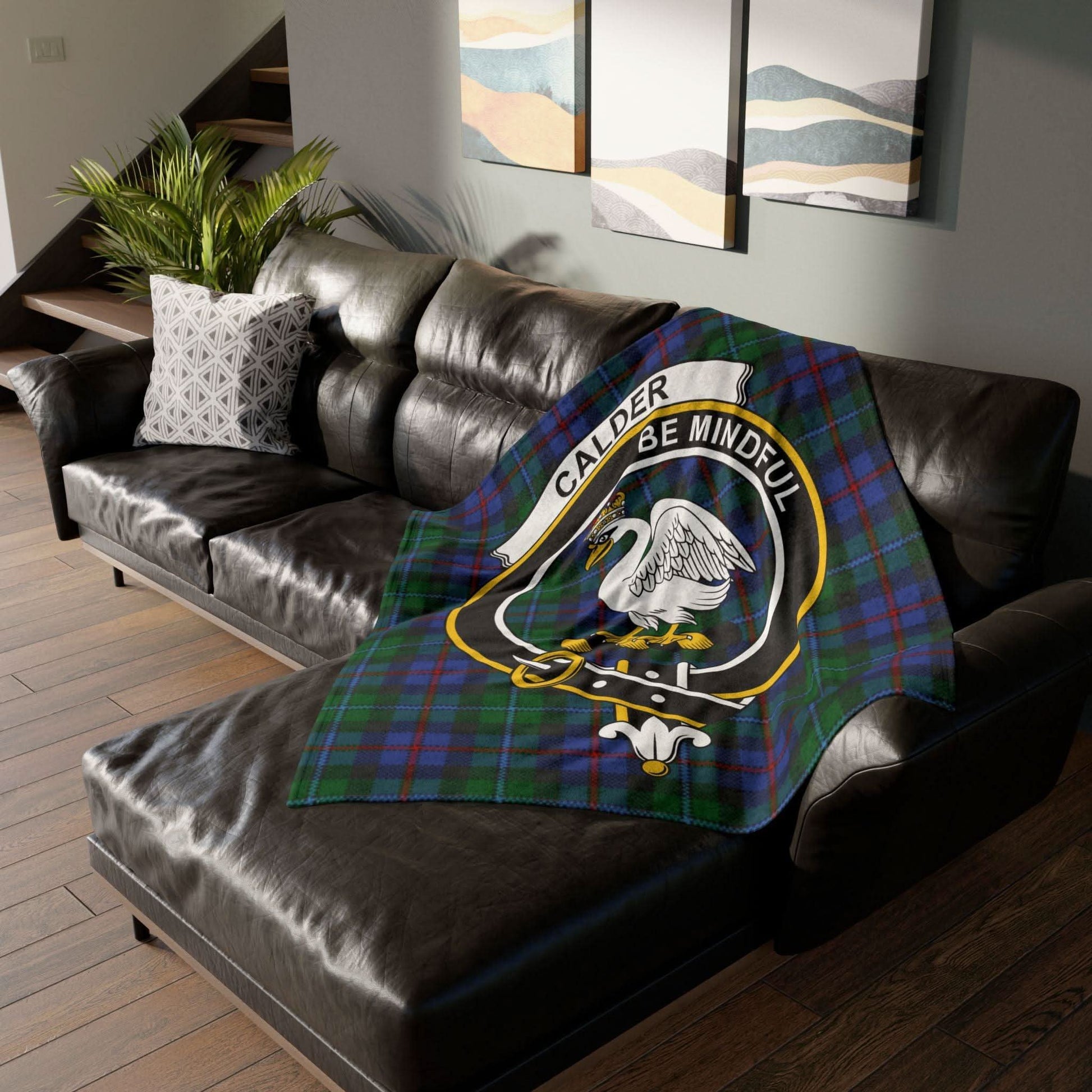Calder Clan Crest Scottish Tartan Blanket - Celtic Ancestry Gifts