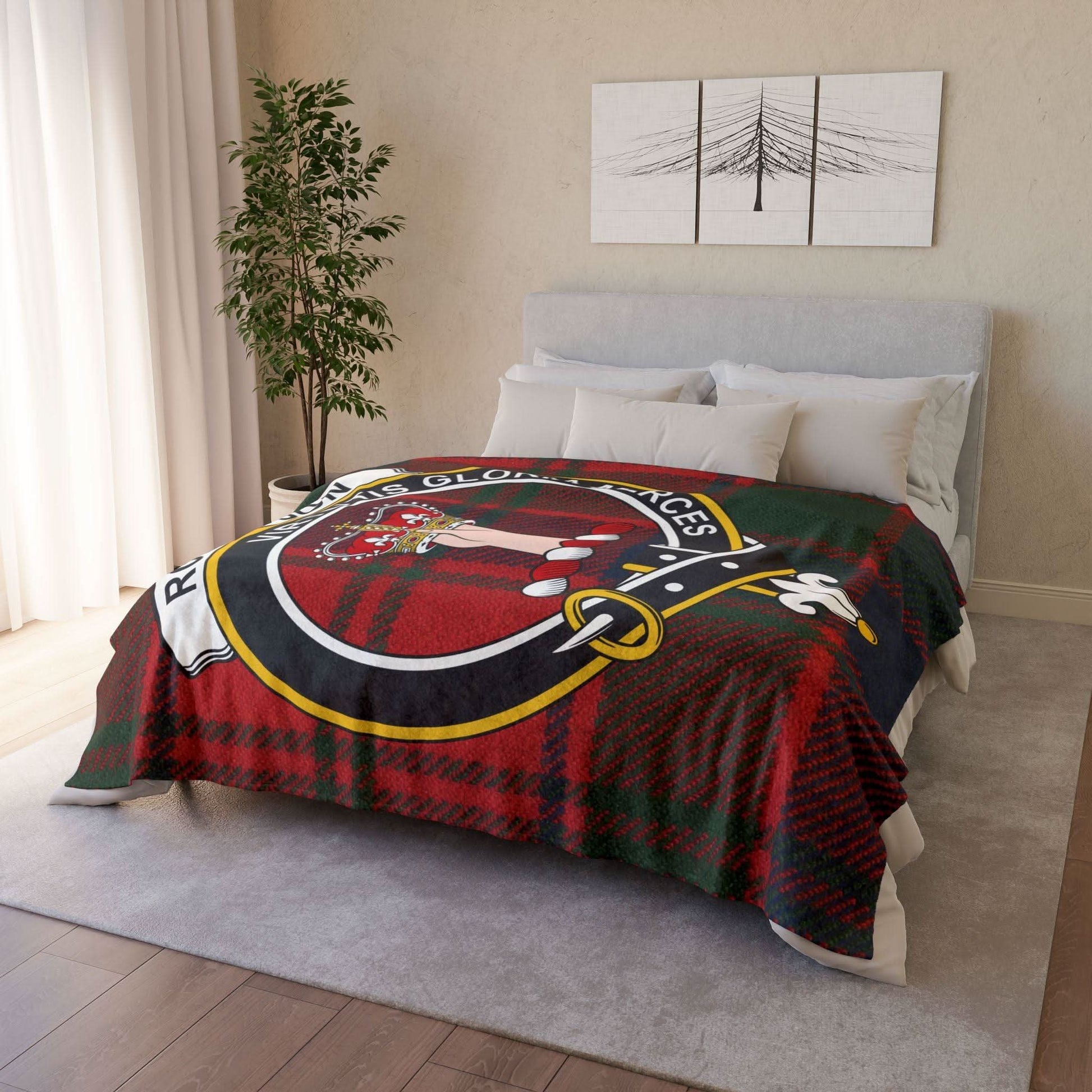 Robertson Clan Tartan Blanket – Scottish Crest Throw - Celtic Ancestry Gifts