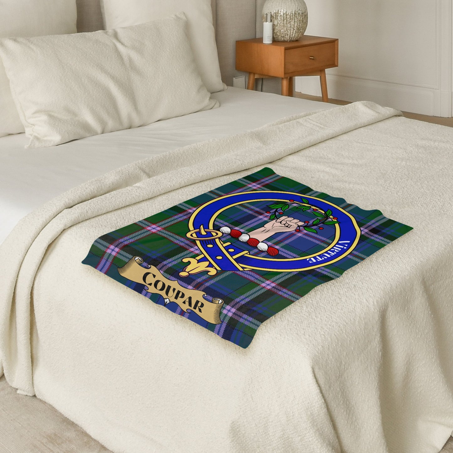 Scottish Clan Coupar Crest Tartan Throw Blanket - Living Stone Gifts