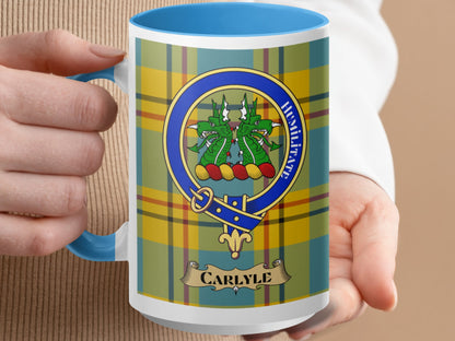 Clan Carlyle Scottish Tartan Crest Mug - Living Stone Gifts