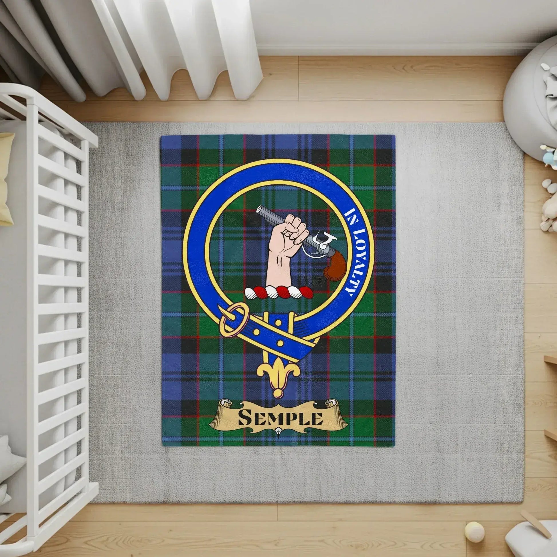 Semple Clan Crest Tartan Print Baby Nursery Rug product type